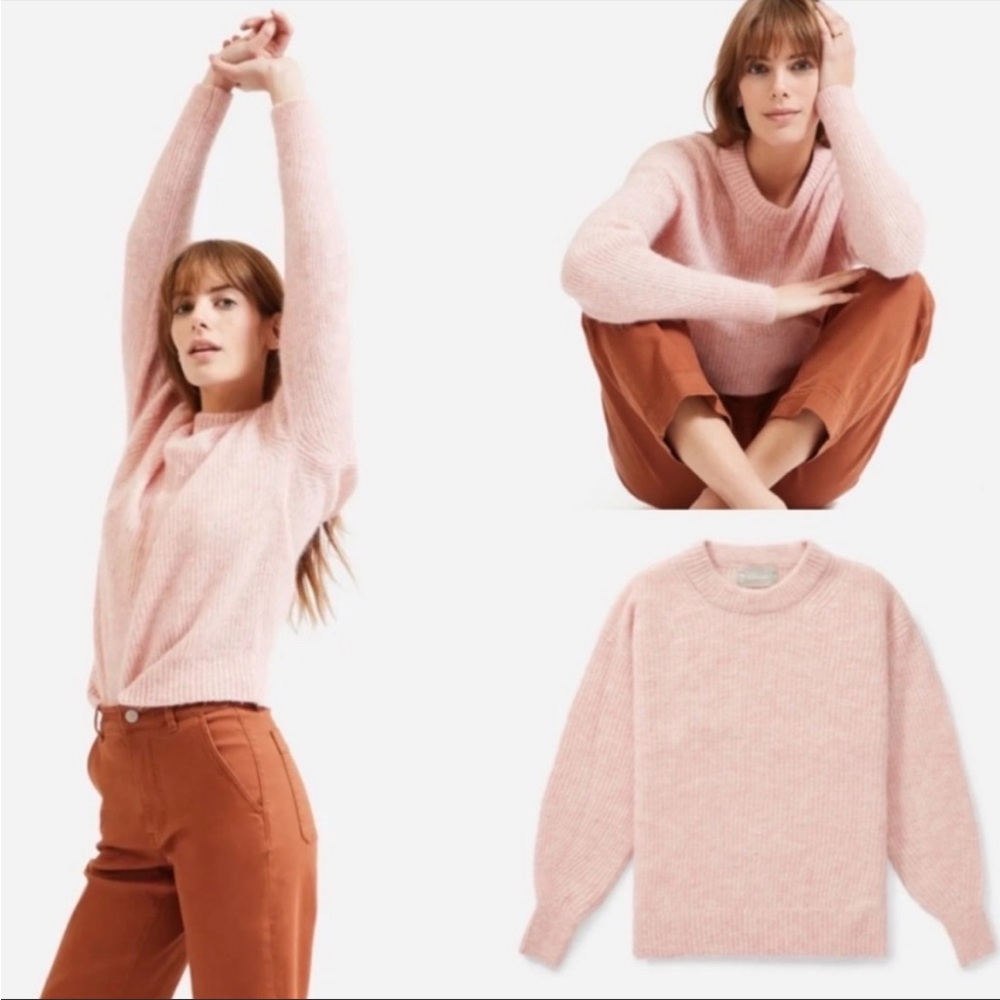 EVERLANE SWEATER CREWNECK THE OVERSIZED ALPACA WOOL PINK